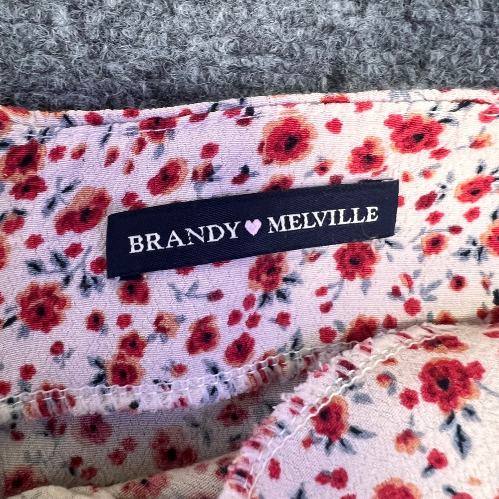 Brandy Melville Red White Ditsy Floral Mini Skirt A-Line Viscose Womens XS-Small - Picture 3 of 7